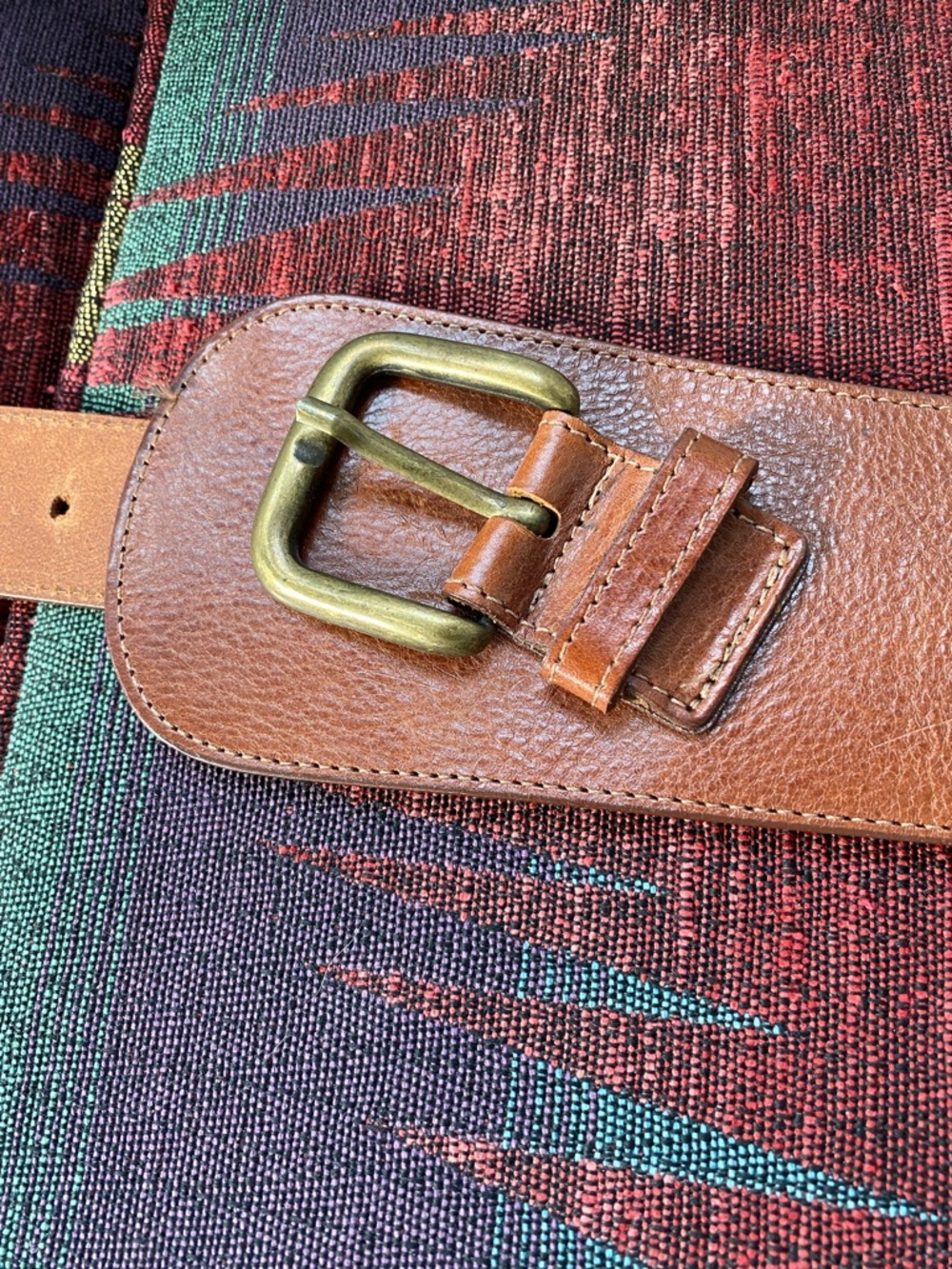 Italian Leather Belt with Brass Buckle - Picture 4 of 8